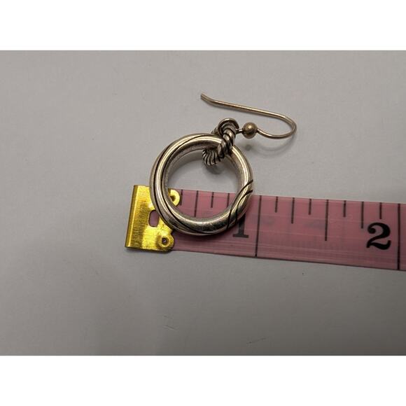 Brighton Circular Hoop Dangle Earrings 1.25in Silver Tone Twisted Rope - Picture 3 of 3